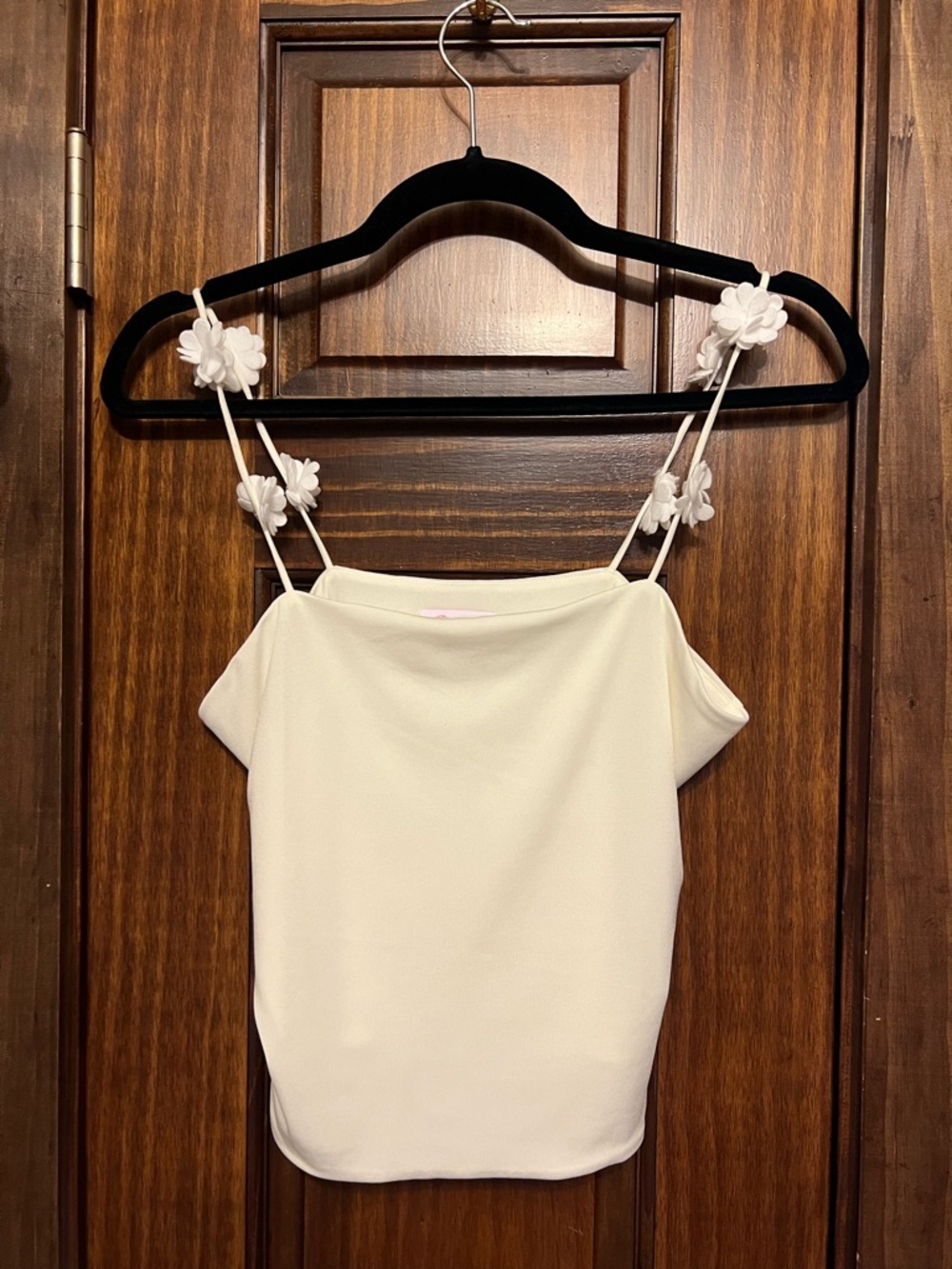 Pink Lily White Floral-Strap Camisole
